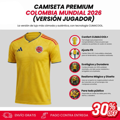 Camiseta Premium Colombia 2026 – Diseño Tipo Jugador